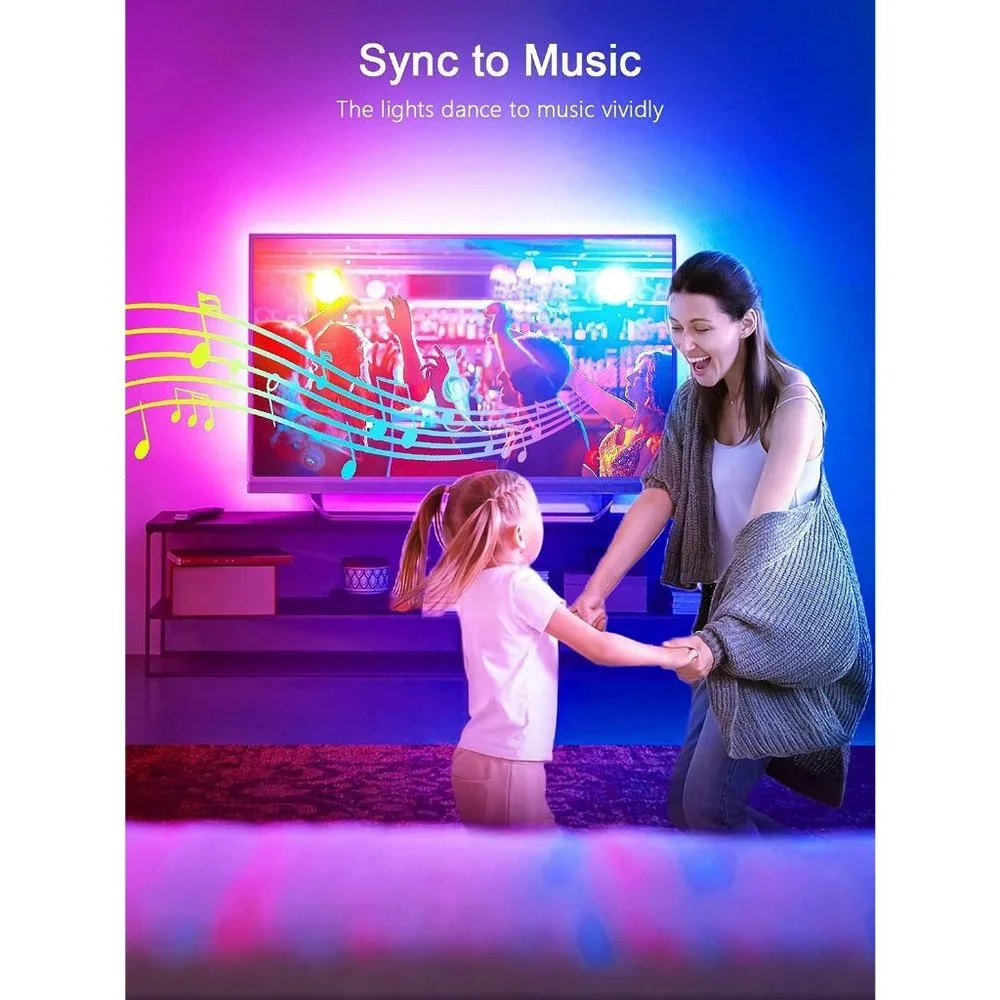16.4ft Light for 45-75 Inch RGB TV Music Sync Bluetooth USB Powered for Bedroom